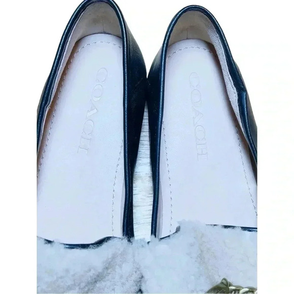 Coach Women’s Black Leather Short Hair Shearling Loafers Sz 7.5 Like New No Box - Picture 8 of 12